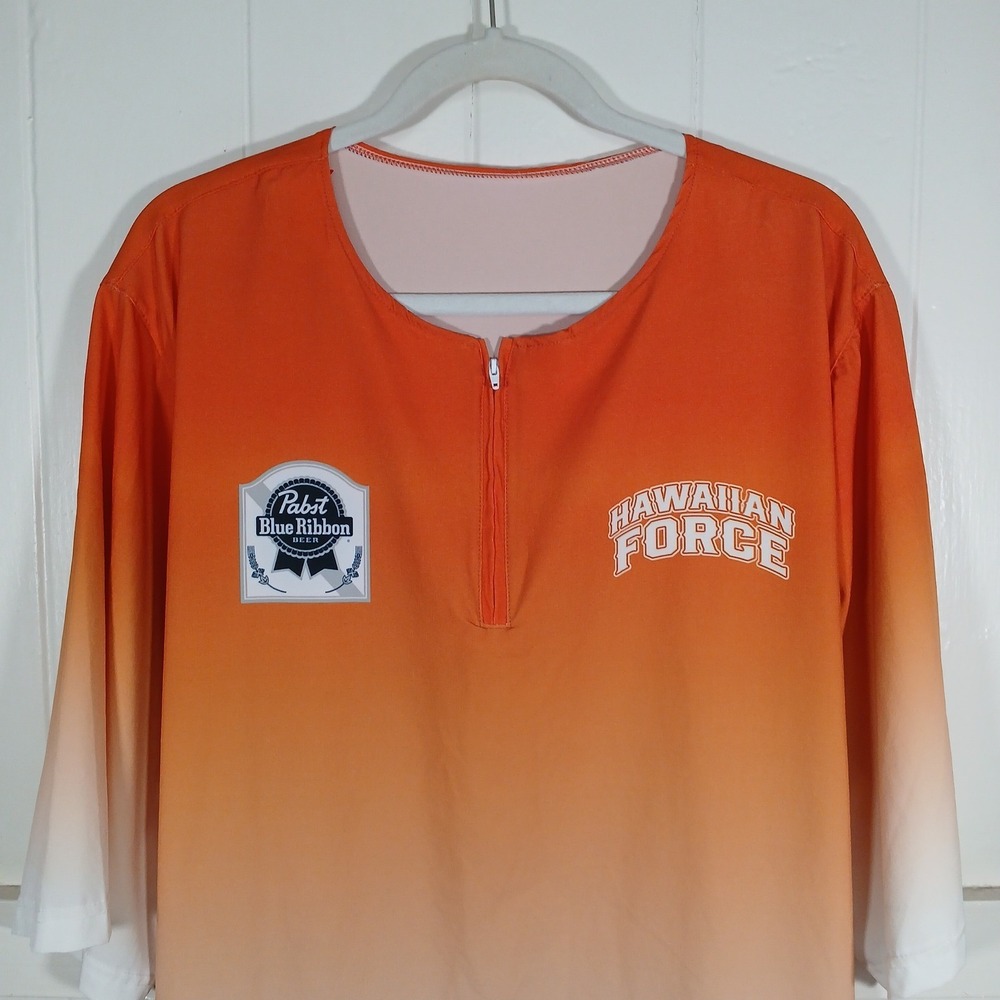 Pabst Blue Ribbon PBR x Hawaiian Force Ombre Quarter‎ Zip Jersey Mens 2XL Cyborg